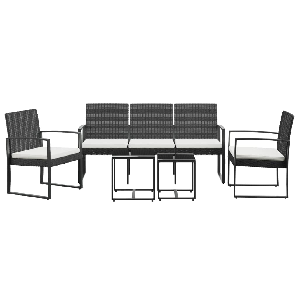 Vidaxl 5-delige tuinset met kussens polypropeen rattan zwart