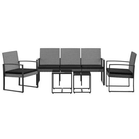 Vidaxl 5-delige tuinset met kussens polypropeen rattan donkergrijs