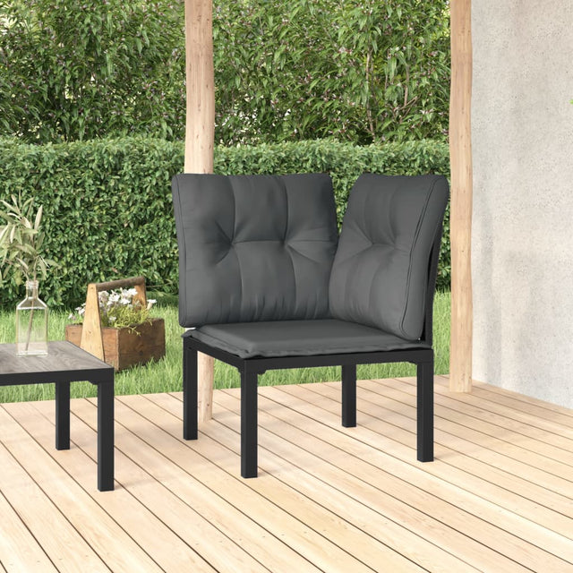 Vidaxl tuinhoekstoel met kussens poly rattan zwart en grijs