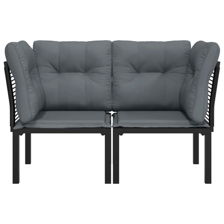 Vidaxl tuinhoekstoelen 2 st met kussens poly rattan zwart en grijs