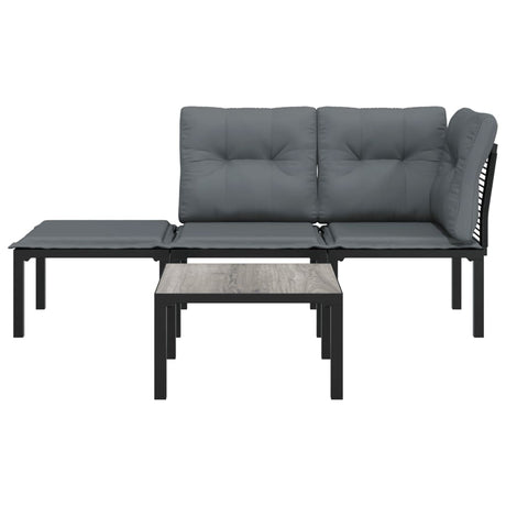 Vidaxl 4-delige loungeset poly rattan zwart en grijs