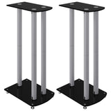 Vidaxl Lautsprecherständer 2 Stück 3 Säulen gehärtetes Glas schwarz silber