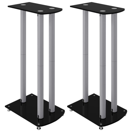 Vidaxl Lautsprecherständer 2 Stück 3 Säulen gehärtetes Glas schwarz silber