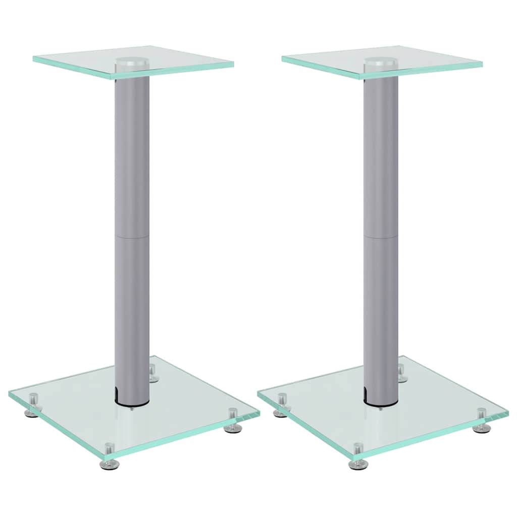 Vidaxl-Lautsprecherständer, 2 Stück, 1 Säule, gehärtetes Glas, silberfarben