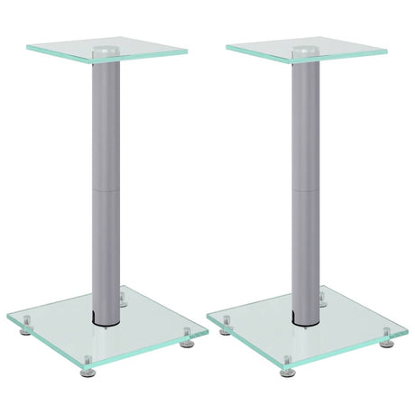 Vidaxl-Lautsprecherständer, 2 Stück, 1 Säule, gehärtetes Glas, silberfarben