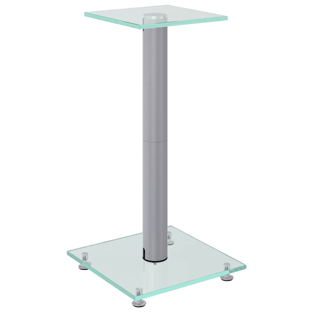 Vidaxl-Lautsprecherständer, 2 Stück, 1 Säule, gehärtetes Glas, silberfarben