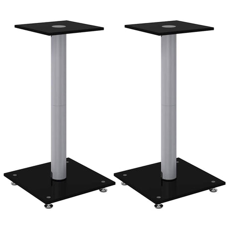 Vidaxl-Lautsprecherständer, 2 Stück, 1 Säule, gehärtetes Glas, Schwarz und Silber