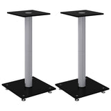 Vidaxl-Lautsprecherständer, 2 Stück, 1 Säule, gehärtetes Glas, Schwarz und Silber