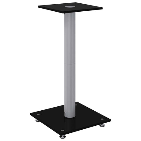 Vidaxl-Lautsprecherständer, 2 Stück, 1 Säule, gehärtetes Glas, Schwarz und Silber