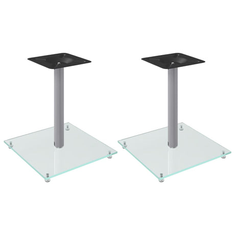 Vidaxl-Lautsprecherständer, 2 Stück, 1 Säule, gehärtetes Glas, silberfarben