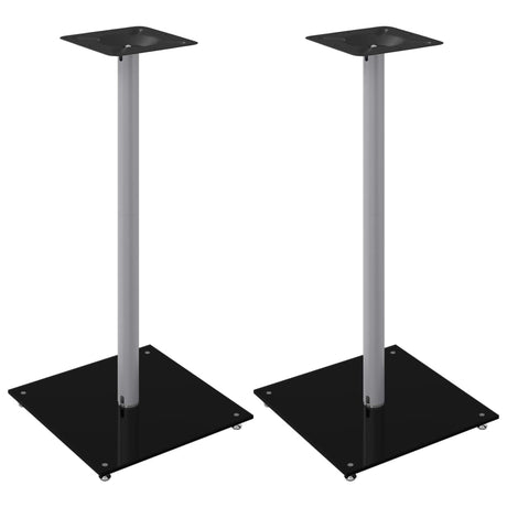 Vidaxl-Lautsprecherständer, 2 Stück, 1 Säule, gehärtetes Glas, Schwarz und Silber