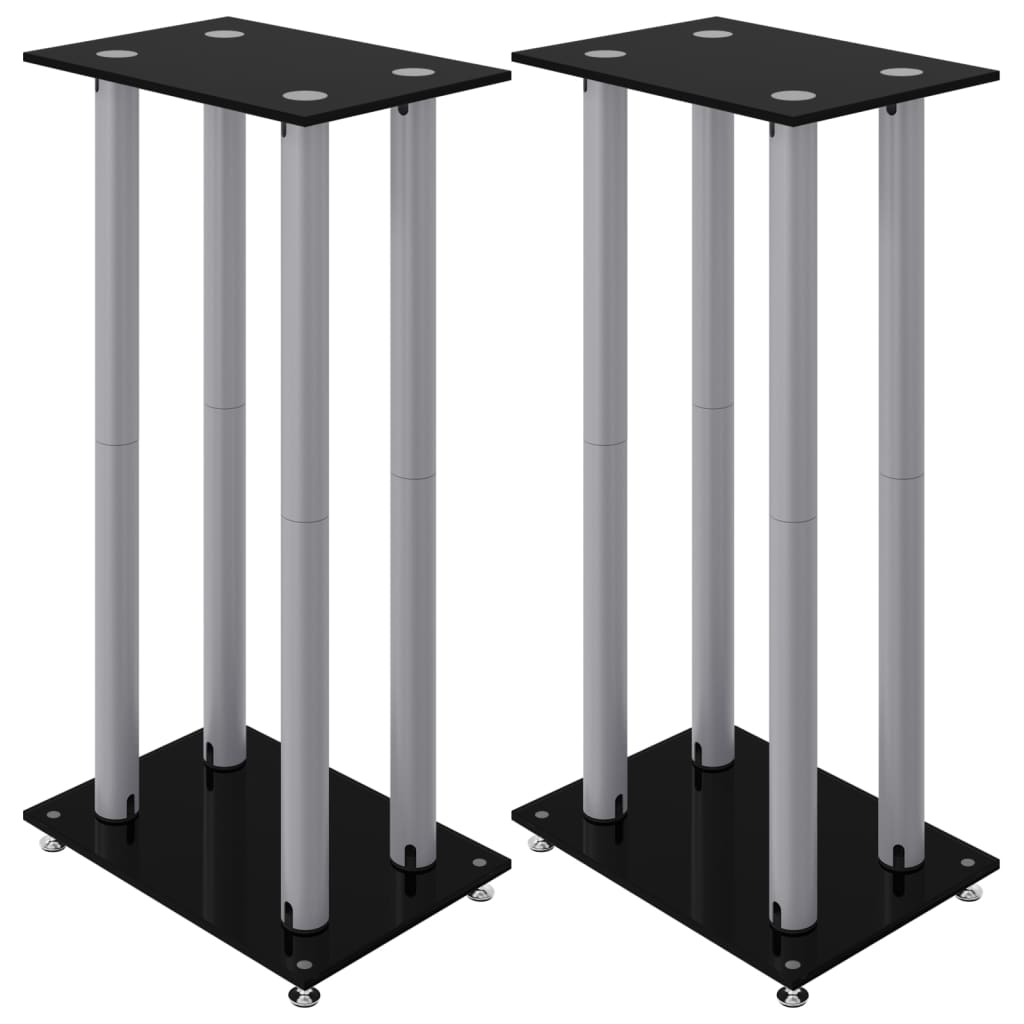 Vidaxl Lautsprecherständer 2 Stück 4 Säulen gehärtetes Glas schwarz silber
