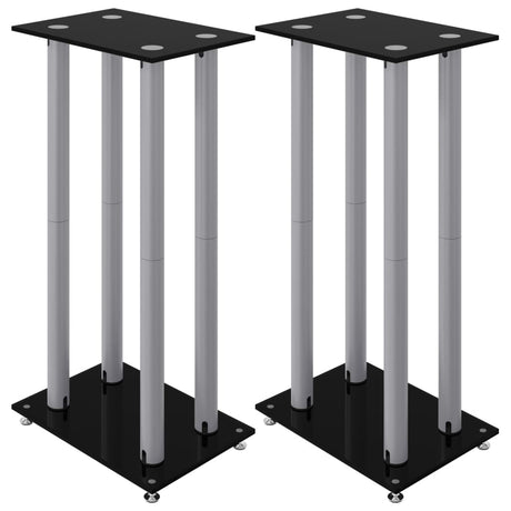 Vidaxl Lautsprecherständer 2 Stück 4 Säulen gehärtetes Glas schwarz silber
