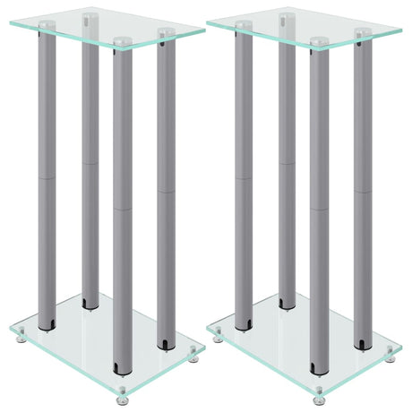 Vidaxl Lautsprecherständer 2 Stück 4 Säulen gehärtetes Glas silberfarben
