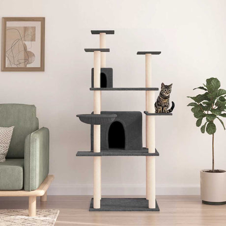 Vidaxl Katzenmöbel mit Sisal-Kratzstämmen 166 cm dunkelgrau