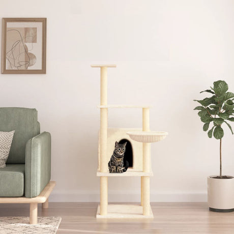 Vidaxl Katzenmöbel mit Sisal-Kratzstämmen 132 cm cremefarben
