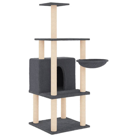 Vidaxl Katzenmöbel mit Sisal-Kratzstämmen 132 cm dunkelgrau