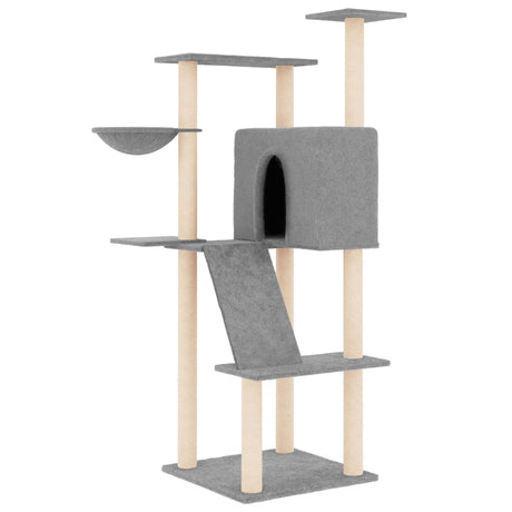 Vidaxl Katzenmöbel mit Sisal-Kratzstämmen 143 cm hellgrau