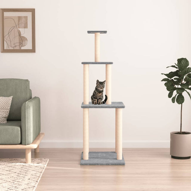 Vidaxl Katzenmöbel mit Sisal-Kratzstämmen 149 cm hellgrau