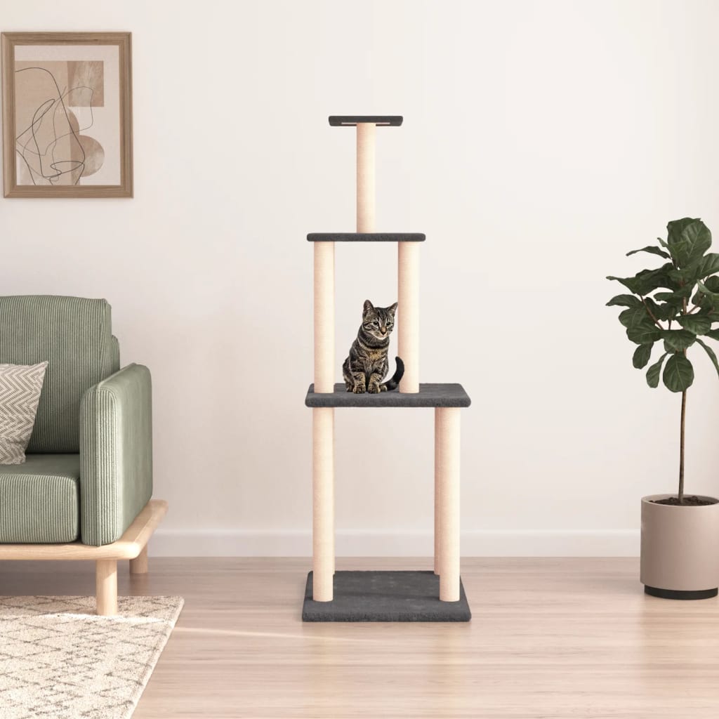 Vidaxl Katzenmöbel mit Sisal-Kratzstämmen 149 cm dunkelgrau