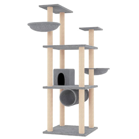 Vidaxl Katzenmöbel mit Sisal-Kratzstämmen 141 cm hellgrau