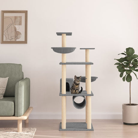 Vidaxl Katzenmöbel mit Sisal-Kratzstämmen 141 cm hellgrau