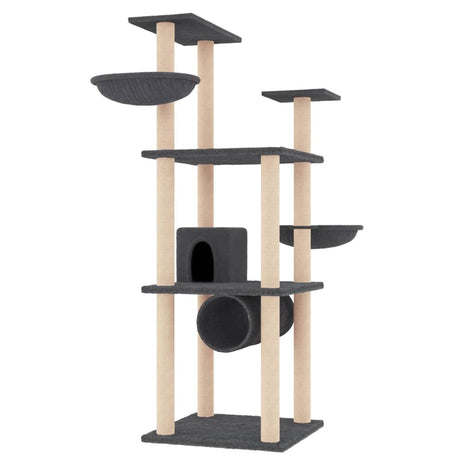VidaXL Katzenmöbel mit Sisal-Kratzstämmen 141 cm dunkelgrau
