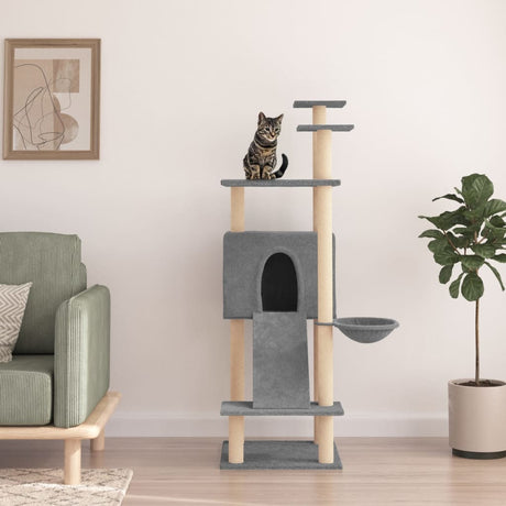 Vidaxl Katzenmöbel mit Sisal-Kratzstämmen 153 cm hellgrau