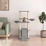 Vidaxl Katzenmöbel mit Sisal-Kratzstämmen 133 cm hellgrau