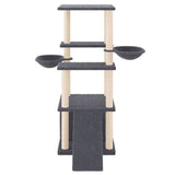 Vidaxl Katzenmöbel mit Sisal-Kratzstämmen 133 cm dunkelgrau