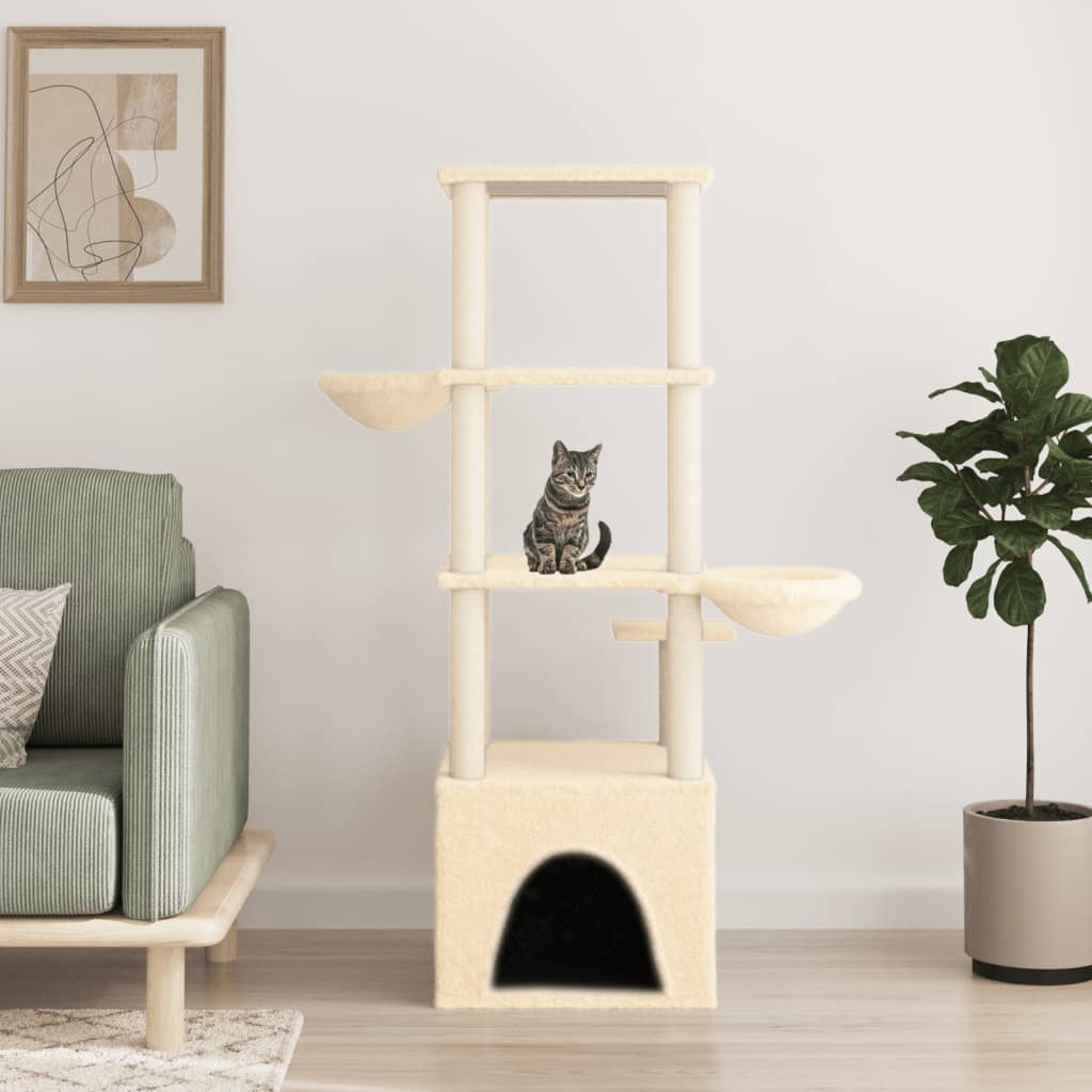 Vidaxl Katzenmöbel mit Sisal-Kratzstämmen 147 cm cremefarben