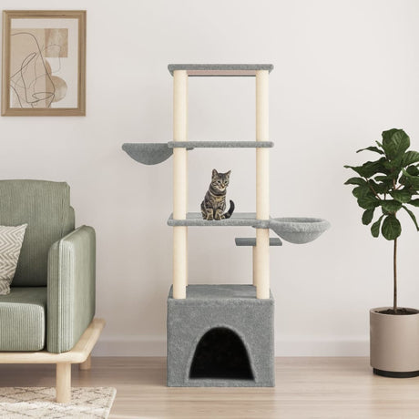 Vidaxl Katzenmöbel mit Sisal-Kratzstämmen 147 cm hellgrau