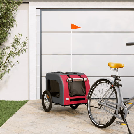 Vidaxl Dog Bike Trailer Oxford Fabric und Eisenrot und Grau