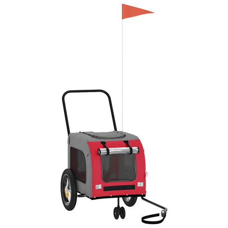 Vidaxl fietskar voor huisdieren rood en grijs 125 x 53 x 54 cm