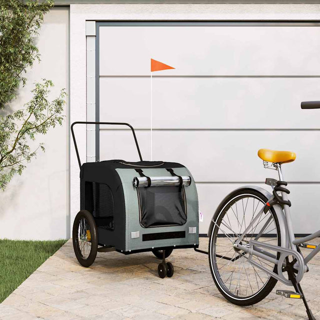 Vidaxl Dog Bike Trailer Oxford Fabric und Eisenschwarz und Grau