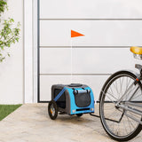 Vidaxl Dog Bike Trailer Oxford Fabric und Eisenblau und Grau
