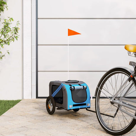 Vidaxl Dog Bike Trailer Oxford Fabric und Eisenblau und Grau
