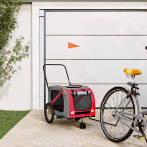 Vidaxl Dog Bike Trailer Oxford Fabric und Eisenrot und Grau