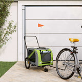 Vidaxl Dog Bike Trailer Oxford Fabric und Eisengrün und Grau