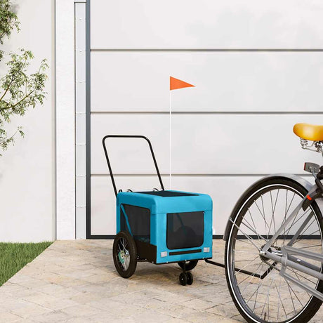 Vidaxl Dog Bike Trailer Oxford Stoff und Eisenblau und Schwarz