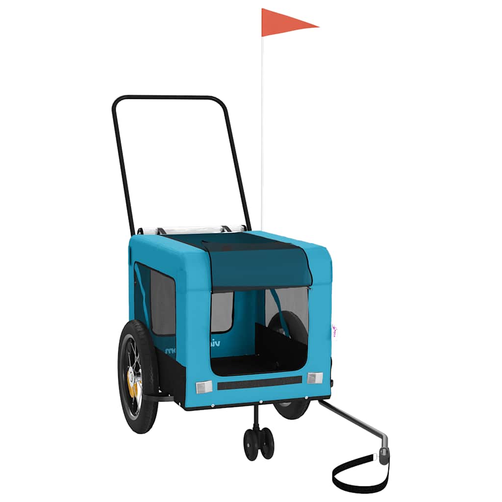 VidaXL Hundefahrradanhänger Oxford-Stoff und Eisenblau und Schwarz