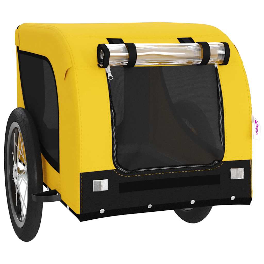 Vidaxl Dog Bike Trailer Oxford Stoff und Eisengelb und Schwarz