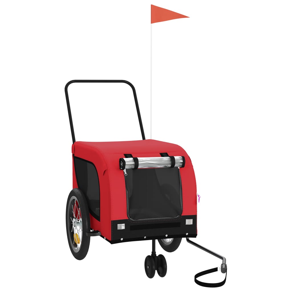 Vidaxl Dog Bike Trailer Oxford Fabric und Eisenrot und Schwarz