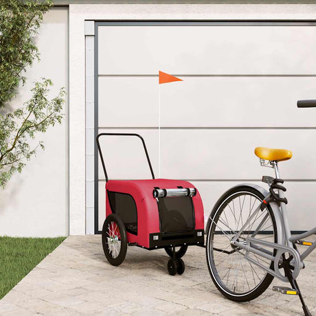 Vidaxl Dog Bike Trailer Oxford Fabric und Eisenrot und Schwarz