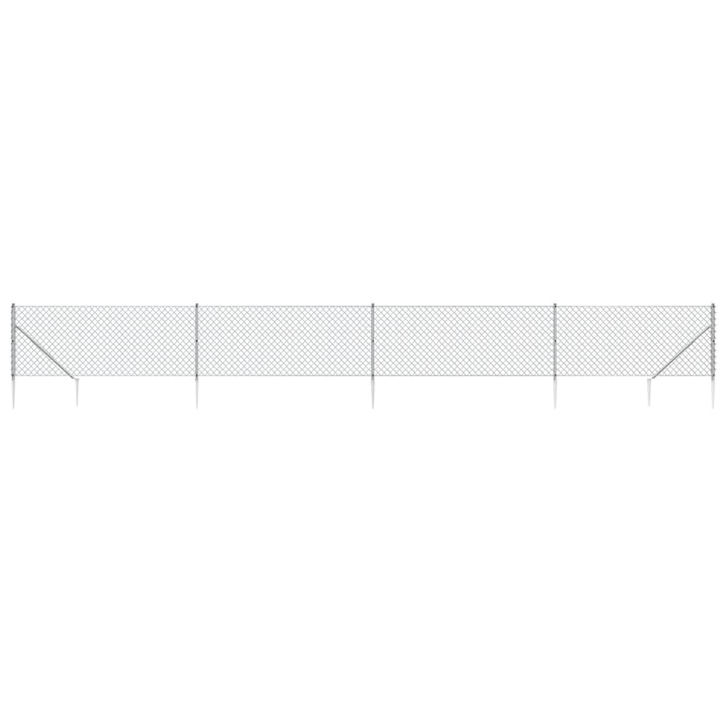 Vidaxl-Maschenzaun mit Erdankern 1x10 m silberfarben