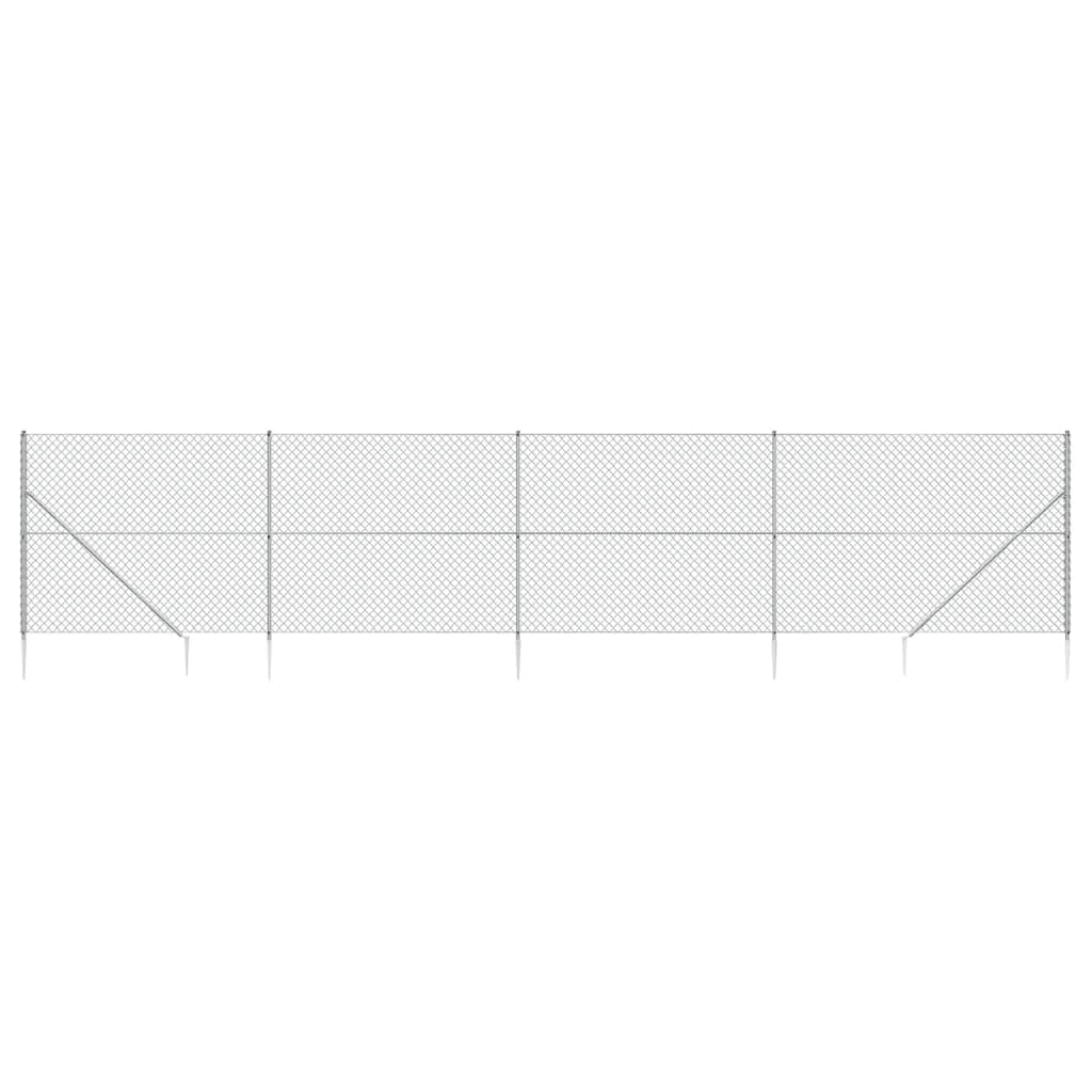Vidaxl-Maschenzaun mit Erdankern 1,8x10 m silberfarben