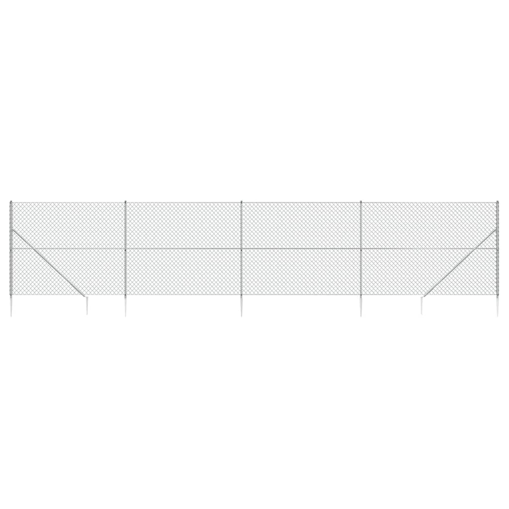 VidaXL Gitterzaun mit Erdankern 2x10 m silberfarben