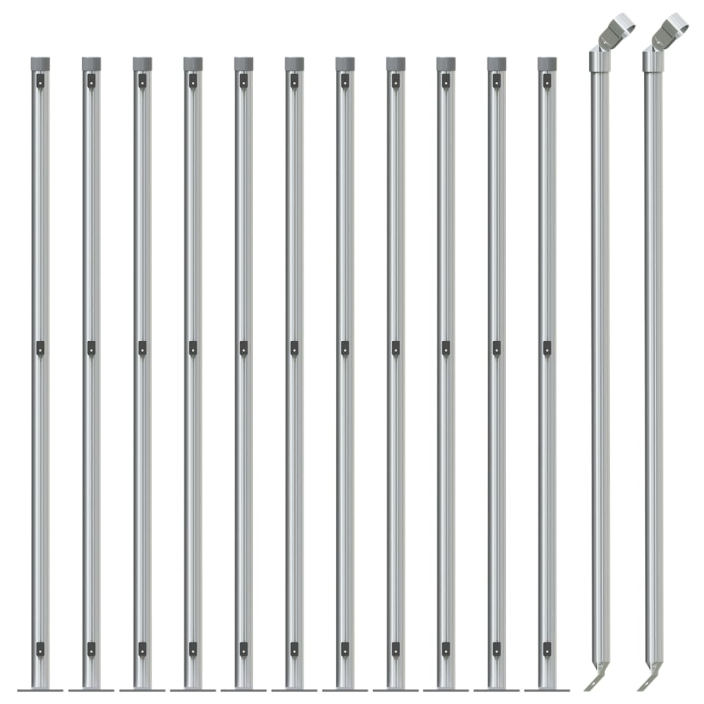 VidaXL Gitterzaun mit Flansch 1,1x25 m silberfarben
