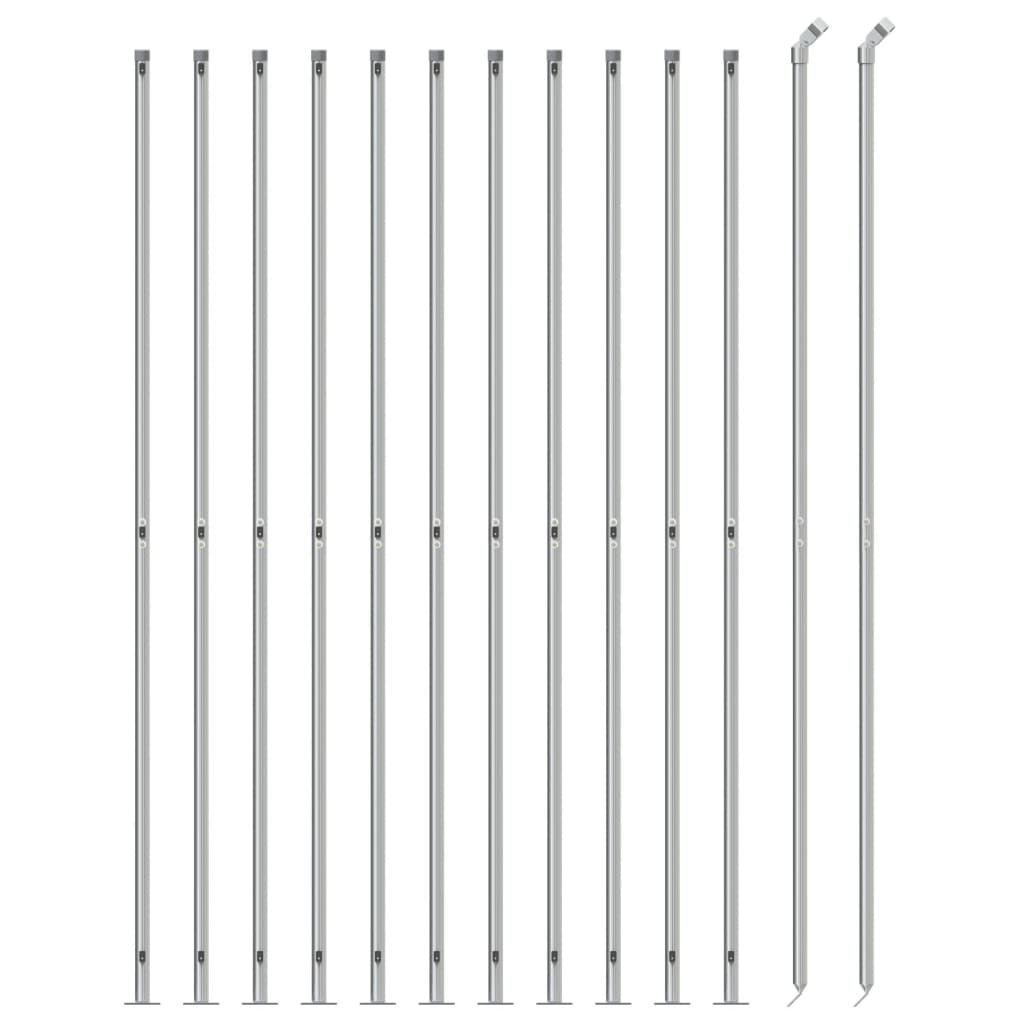 VidaXL Gitterzaun mit Flansch 2,2x25 m silberfarben