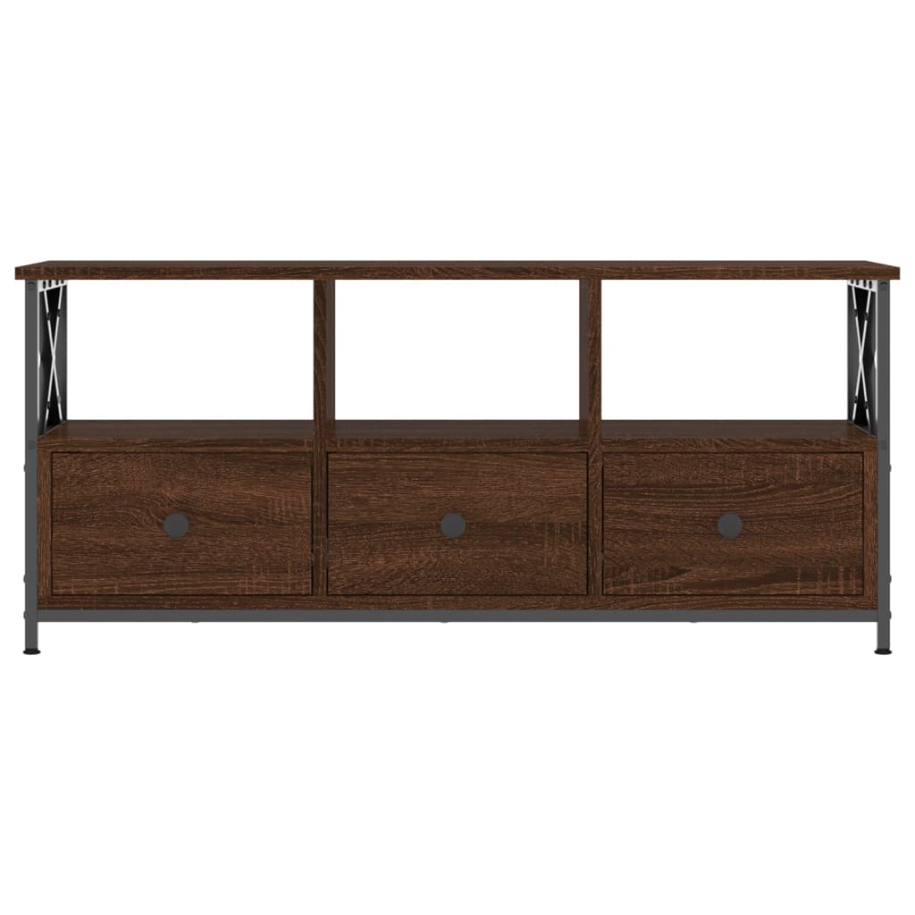 Vidaxl tv-meubel 102x33x45 cm bewerkt hout en ijzer bruin eikenkleur